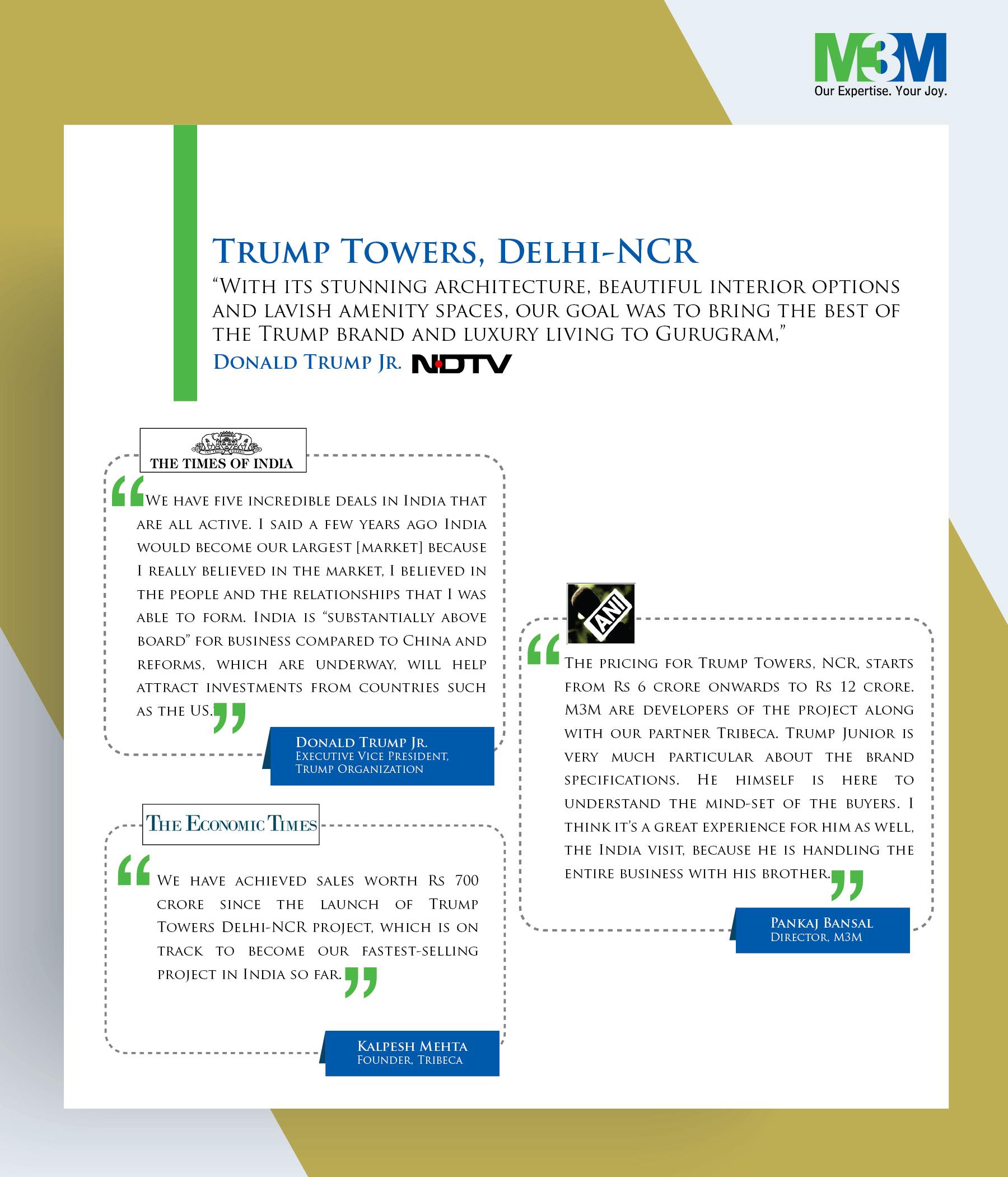 Donald Trump Jr talked about prospects in Indian realty market for Trump Towers Delhi NCR